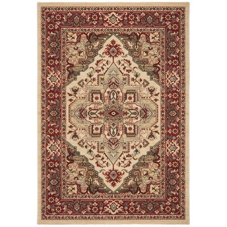 Safavieh 2 ft. 2 in. x 8 ft. Mahal Collection Global Rectangle Power Loomed Rug Creme & Red MAH678A-28